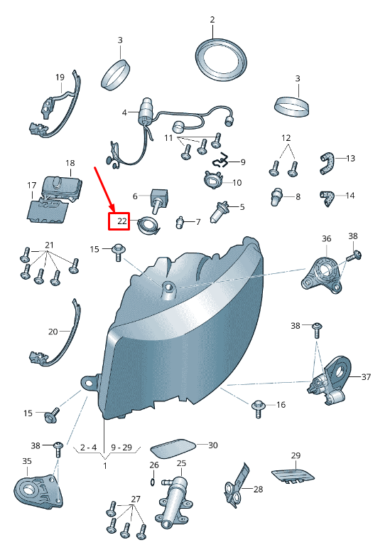 new skoda superb mk2 3t gas discharge bulb retaining ring 5m0941645 original