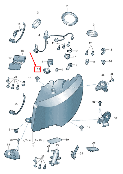 new skoda superb mk2 3t gas discharge bulb retaining ring 5m0941645 original
