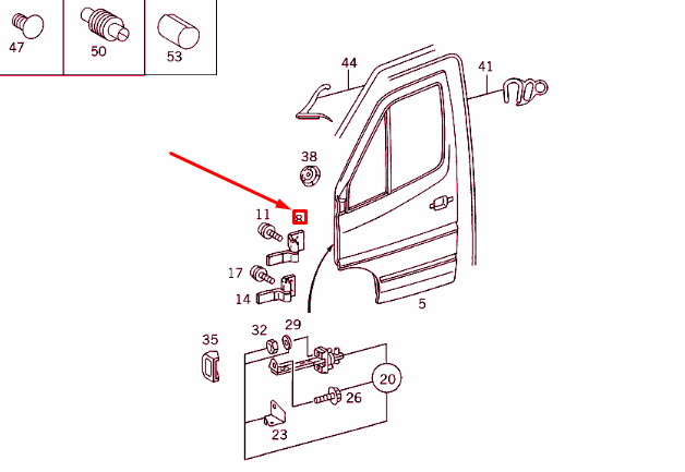 NEW MERCEDES-BENZ SPRINTER 903 FRONT RIGHT DOOR TOP HINGE A9017200237 ORIGINAL
