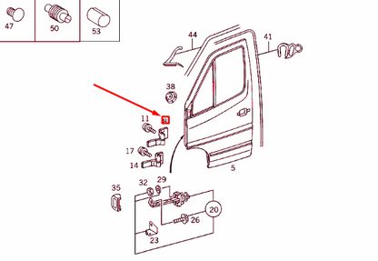 NEW MERCEDES-BENZ SPRINTER 903 FRONT RIGHT DOOR TOP HINGE A9017200237 ORIGINAL
