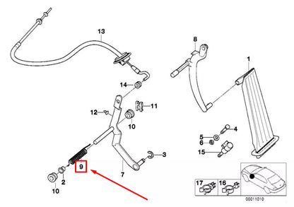NEW BMW 3 E36 ACCELERATOR PEDAL RETAINER SPRING LHD 35401163243 1163243 ORIGINAL