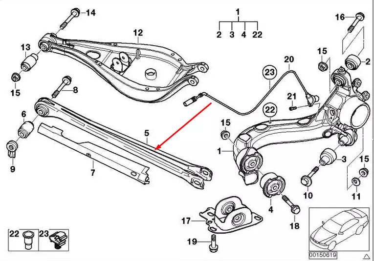 NEW BMW X3 E83 REAR LOWER CONTROL ARM 33303411651 3411651 ORIGINAL