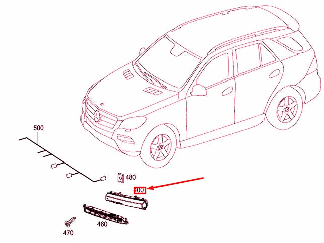 NEW MERCEDES-BENZ ML W166 FRONT RIGHT DAYTIME RUNNING LIGHT A2049065501 ORIGINAL