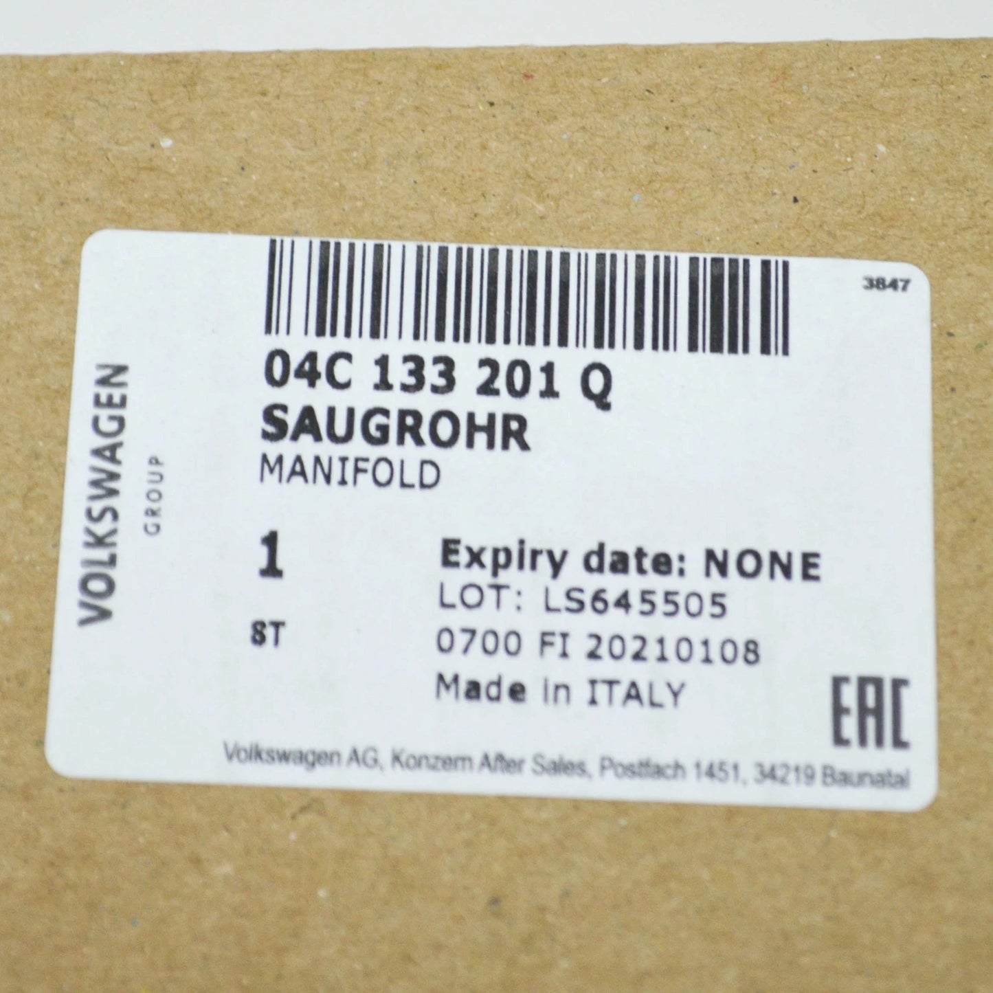 NEW VOLKSWAGEN UP INTAKE MANIFOLD 04C133201Q ORIGINAL