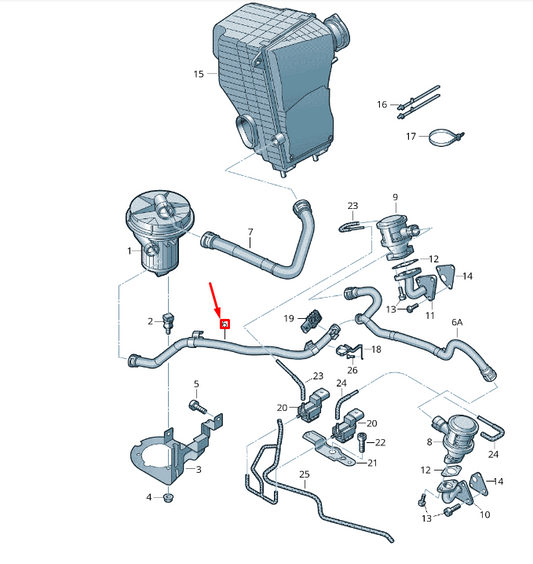NEW VW TOUAREG 7P MK2 SECONDARY AIR PUMP CONNECTING HOSE 7P6131206B ORIGINAL