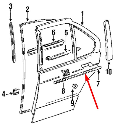 NEW BMW 3 E30 REAR LEFT DOOR MOLDING TRIM 51131960733 1960733 ORIGINAL