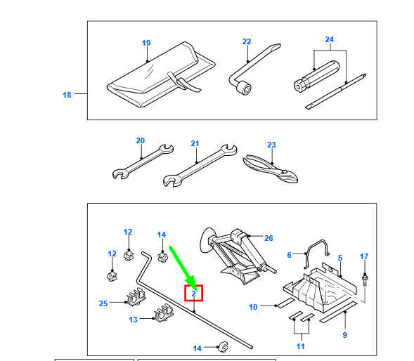 new ford ranger mk2 lifting jack lever xm34-17081-bb 1365547 original