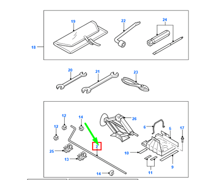 new ford ranger mk2 lifting jack lever xm34-17081-bb 1365547 original