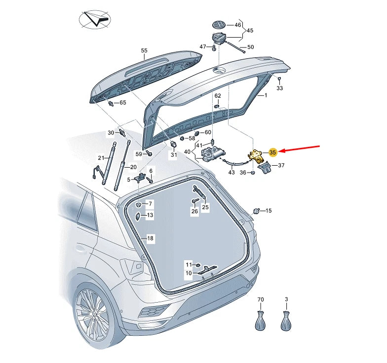 NEW VOLKSWAGEN T-ROC REAR LID LOCK 2GA827505A
