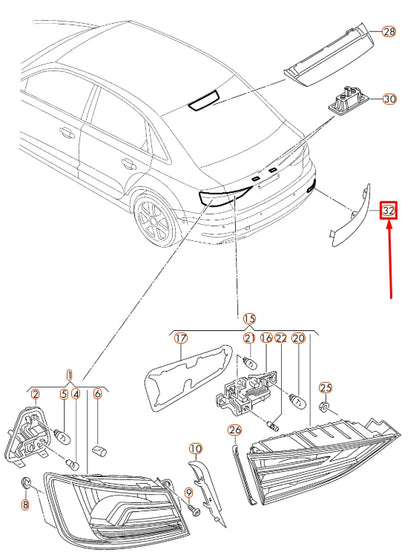 NEW AUDI A3 8V REAR BUMPER LEFT REFLECTOR 8V5945105A