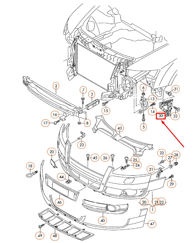 NEW AUDI A6 ALLROAD QUATTRO C6 FRONT BUMPER LEFT GUIDE PIECE 4F0807227B ORIGINAL