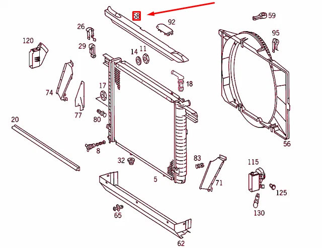 NEW MERCEDES-BENZ SL R129 RADIATOR UPPER COVER A1295050388 ORIGINAL