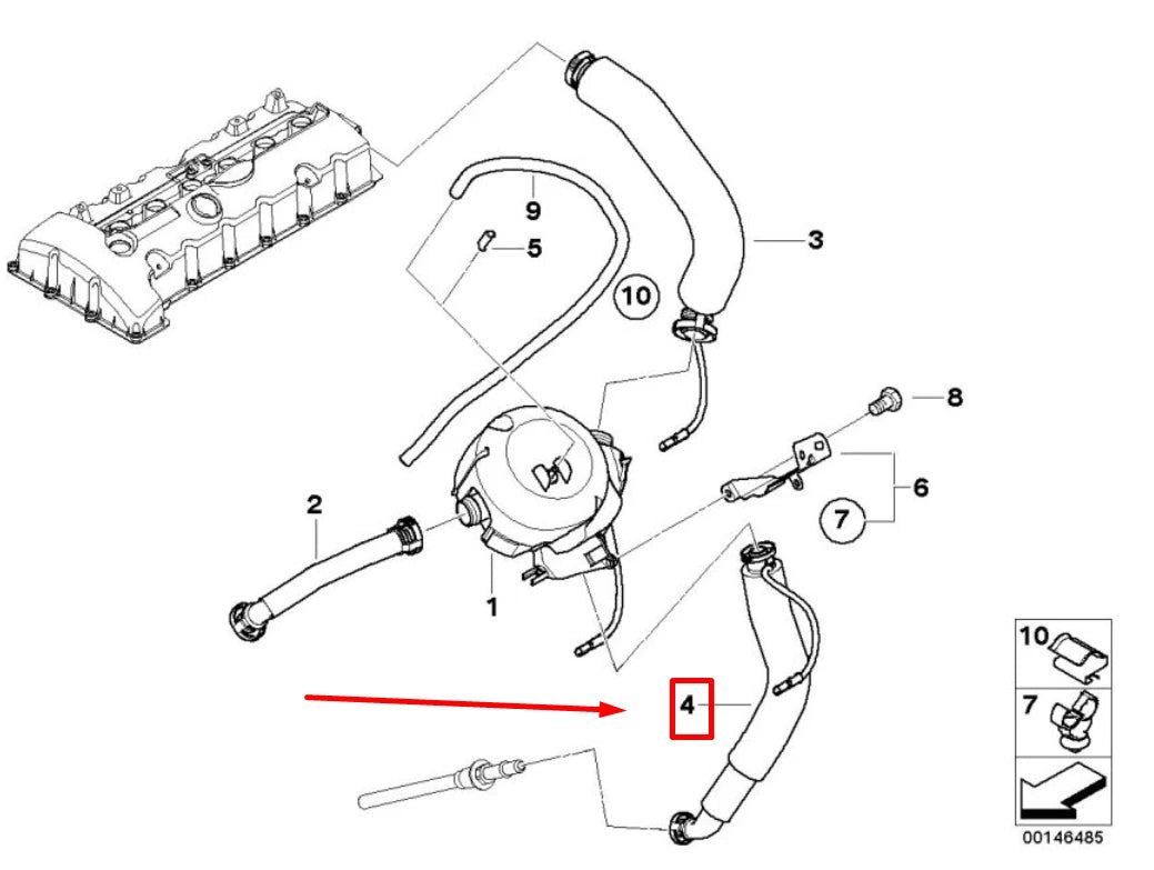 NEW BMW 3 E90 CRANKCASE VENTILATION HOSE 11157567802 7567802 ORIGINAL