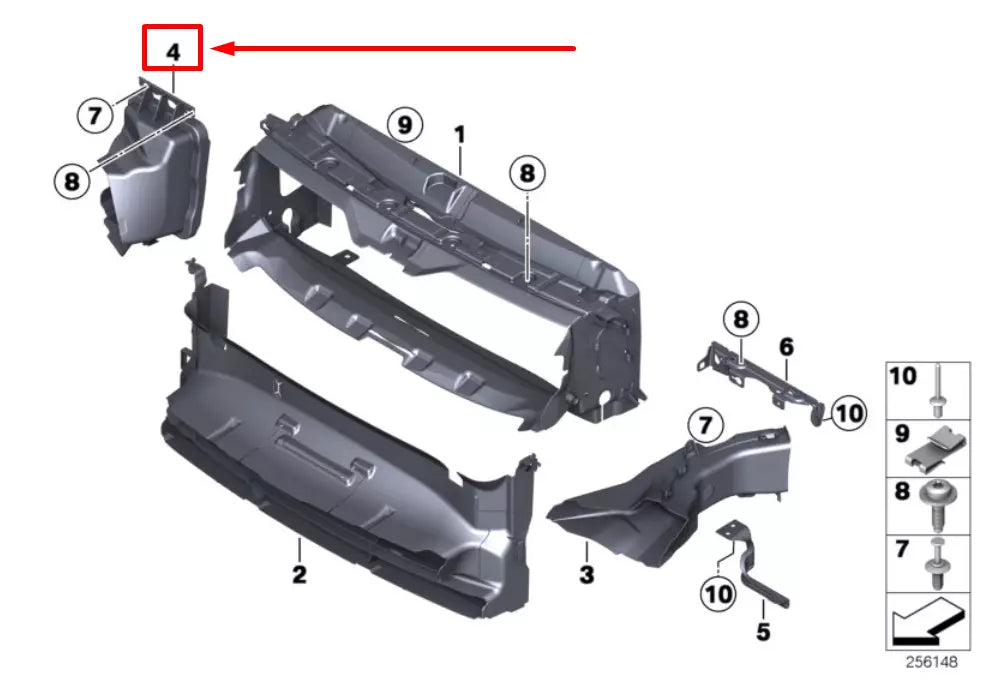 NEW BMW 3 F30, F80 RIGHT EXTERIOR RADIATOR AIR DUCT 51748061294 8061294 ORIGINAL