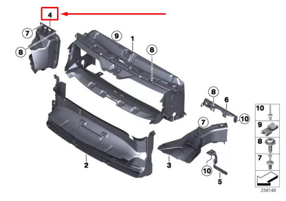 NEW BMW 3 F30, F80 RIGHT EXTERIOR RADIATOR AIR DUCT 51748061294 8061294 ORIGINAL