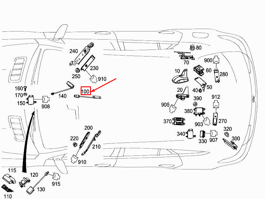 new mercedes-benz ml w166 left bluetooth antenna a1669056501 original
