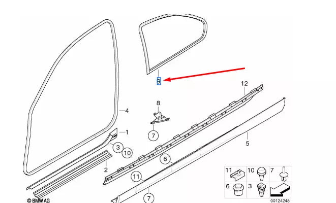 NEW BMW 3 COMPACT E46 REAR SIDE WINDOW SEAL 51727047349 7047349 ORIGINAL