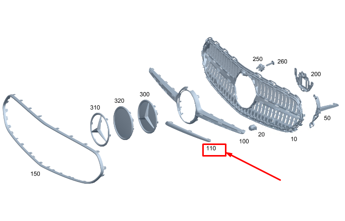 new mercedes-benz c w206 left radiator grille trim molding a2068881500 original