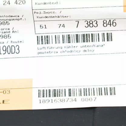 NEW BMW 5 G30 FRONT RADIATOR BOTTOM AIR DUCT 51747383846 7383846 ORIGINAL