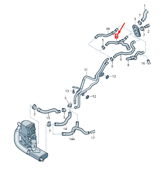 new audi a8 4h auxiliary heater coolant hose 4h0265371s original