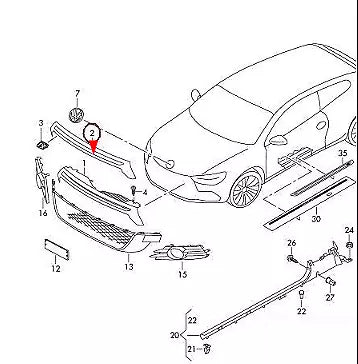 NEW VW SCIROCCO 137 FRONT UPPER CENTER GRILLE 1K8853761C041 ORIGINAL