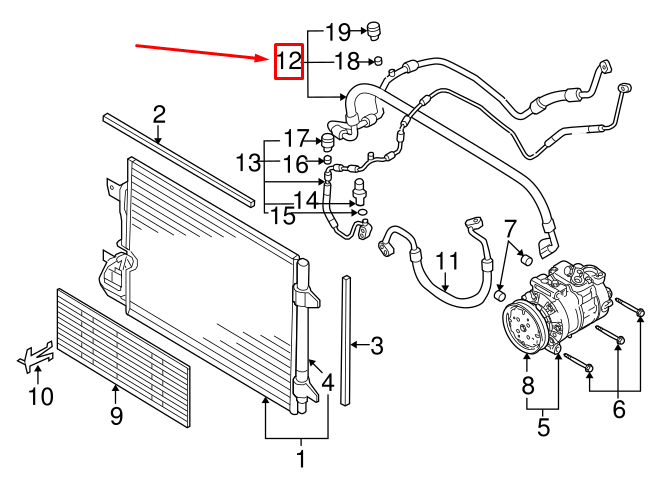 new audi a3 sportback 8p air conditioning hose 1k0820743fg original