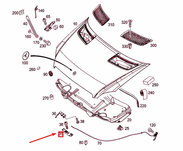 NEW MERCEDES-BENZ SPRINTER 906 ENGINE HOOD TOP LOCK A9067500550 ORIGINAL