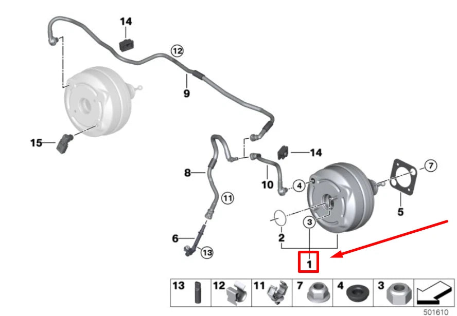 NEW BMW 3 TOURING G21 POWER BRAKE UNIT REPAIR KIT 34336889796 6889796 ORIGINAL