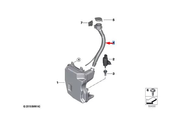 NEW BMW 1 F40 WASHER RESERVOIR TANK PIPE NECK 7453969 61667453969 ORIGINAL