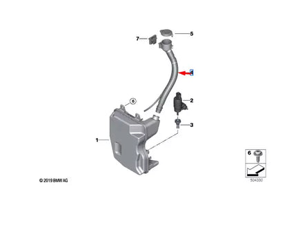 NEW BMW 1 F40 WASHER RESERVOIR TANK PIPE NECK 7453969 61667453969 ORIGINAL