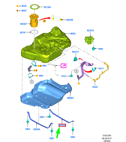 new ford mondeo mk5 fuel tank strap assy 5214855 dg93-9092-bc original
