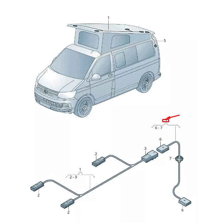NEW VW TRANSPORTER VI T6 REAR ROOF WIRING HARNESS 7E0971657A