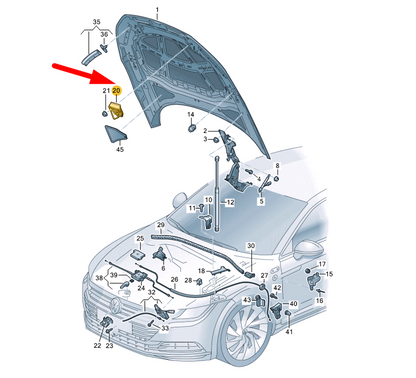 NEW VW ARTEON 3H7 FRONT HOOD RIGHT STRIKER 8S0823186D ORIGINAL
