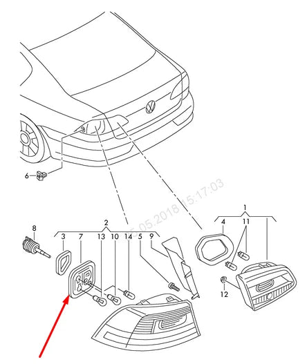 NEW VOLKSWAGEN PASSAT B7 REAR LEFT TAILLIGHT BULB HOLDER 3AE945257 2013