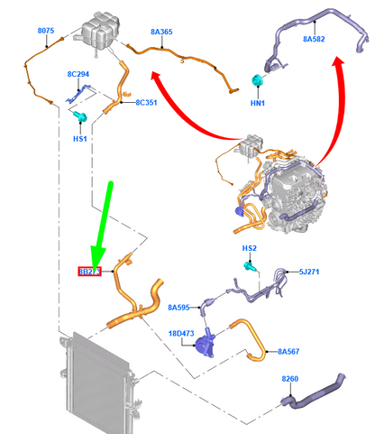 new ford ranger mk3 radiator coolant hose assy jb3g-8b273-ae 2314898 original