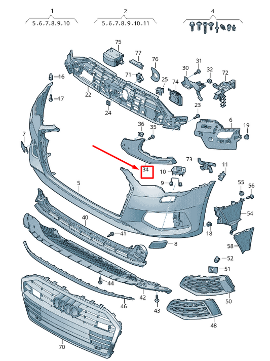 NEW AUDI A6 4A C8 FRONT RIGHT BUMPER REINFORCEMENT 4K0807098 ORIGINAL