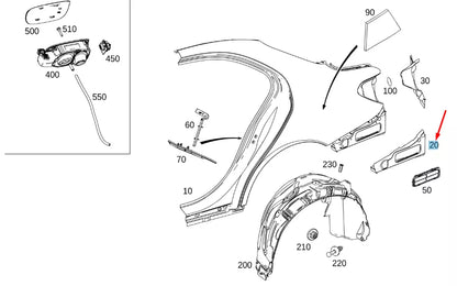 NEW MERCEDES-BENZ C W205 REAR RIGHT FENDER CLOSING PANEL A2056302403 ORIGINAL