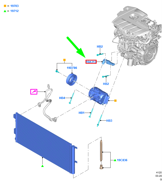 new ford focus c519 mk8 a/c condenser/compressor bracket 2274666 original
