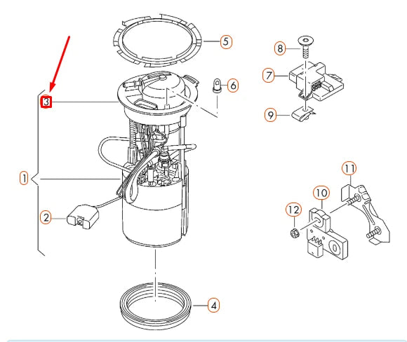 NEW AUDI Q5 8R FUEL DELIVERY UNIT FLANGE WITH FUEL FILTER 8R0919679E ORIGINAL