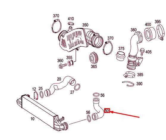 NEW MERCEDES-BENZ C W203 LEFT INTERCOOLER HOSE A2035282682 ORIGINAL