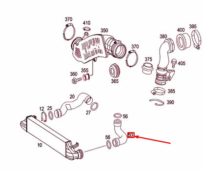 NEW MERCEDES-BENZ C W203 LEFT INTERCOOLER HOSE A2035282682 ORIGINAL