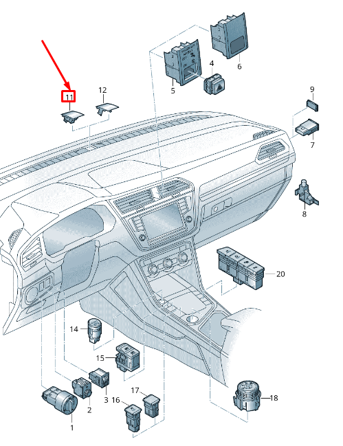 new volkswagen tiguan ad1 sun irradiation photosensor 5na907451a original