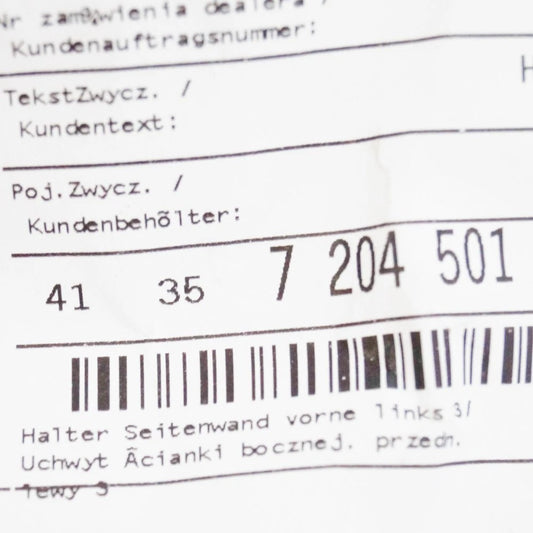 NEW BMW 7 F01 FRONT LEFT FENDER BRACKET 41357204501 7204501 ORIGINAL