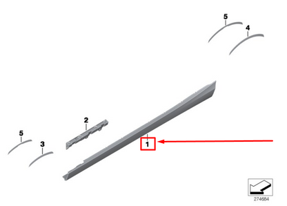 new bmw 2 coupe f22, f87 left primde rocker panel 7293543 51777293543 original