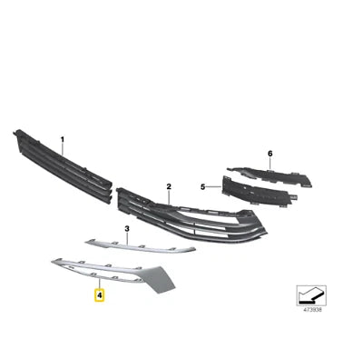 NEW BMW 5 G30 FRONT BUMPER TRIM LEFT 51117385283 ORIGINAL