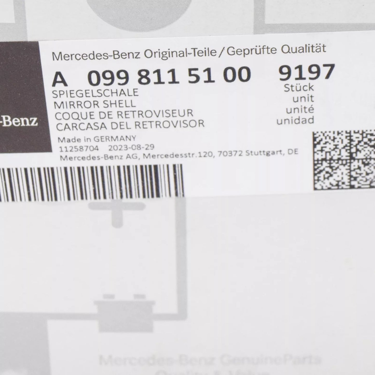 NEW MERCEDES-BENZ GLC X253 LEFT DOOR MIRROR COVER A09981151009197 RHD ORIGINAL