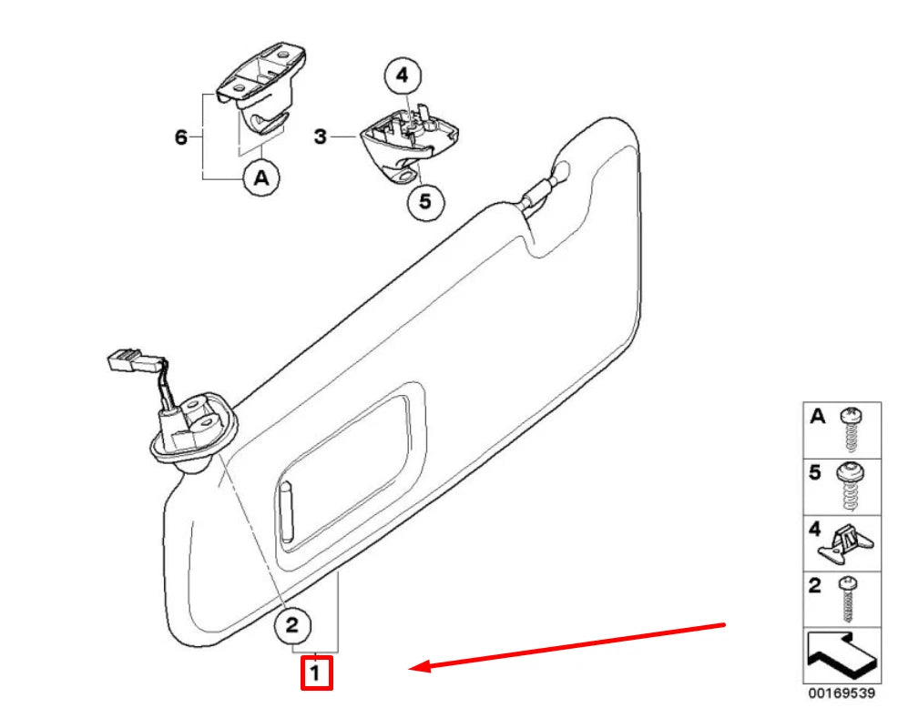 NEW BMW 1 COUPE E82 FRONT LEFT SUN VISOR 7252483 51167252483 ORIGINAL