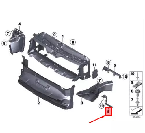 NEW BMW 3 F30 RADIATOR AIR DUCT HOLDER LOWER LEFT 51747389931 ORIGINAL