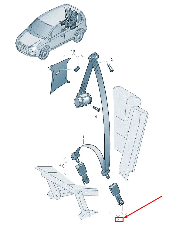 NEW VW TOURAN 5T REAR RIGHT INNER SEAT BELT BUCKLE 5TA858492EMNB