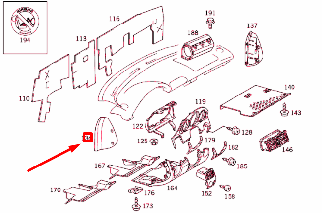 NEW MB SLK R170 INSTRUMENT PANEL LEFT OUTSIDE COVER A1706890183 ORIGINAL